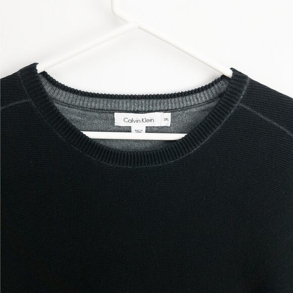 Pima Cotton Tightknit Crewneck Sweater Men’s 2XL Black Minimalist | Calvin Klein - Picture 2 of 10
